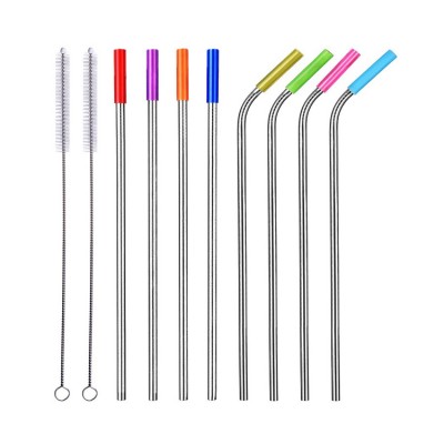 Trending products 2018 new arrivals eco friendly metal drinking straws straws with silicone tips