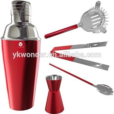 Bar products Stainless Steel Cocktail Shaker Set - 5 Piece Bartender Kit with Martini Shaker Strainer Jigger