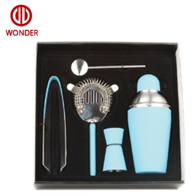 2017 Wonder New Product Bar Tool Rubber Paint Stainless Steel Cocktail Shaker Set with 5 pcs